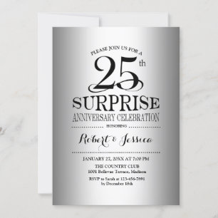 Surprise 25th Wedding Anniversary - Silver Invitation