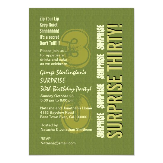 SURPRISE 30th Birthday Army and Olive Green V9 Card