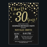 Surprise 30th Birthday Black and Gold Diamond Invitation<br><div class="desc">Surprise 30th Birthday Invitation with Black and Gold Glitter Diamond Background. Gold Confetti. Adult Birthday. Male Men or Women Birthday. For further customisation,  please click the "Customise it" button and use our design tool to modify this template.</div>