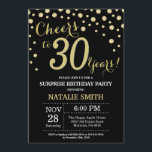 Surprise 30th Birthday Black and Gold Diamond Invitation<br><div class="desc">Surprise 30th Birthday Invitation with Black and Gold Glitter Diamond Background. Gold Confetti. Adult Birthday. Male Men or Women Birthday. For further customisation,  please click the "Customise it" button and use our design tool to modify this template.</div>