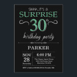 Surprise 30th Birthday Black and Green Glitter Invitation<br><div class="desc">Surprise 30th Birthday Invitation with Black and Green Glitter Background. Chalkboard. Adult Birthday. Men or Women Bday Invite. Any age. For further customisation,  please click the "Customise it" button and use our design tool to modify this template.</div>