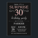 Surprise 30th Birthday Black and Rose Pink Gold Invitation<br><div class="desc">Surprise 30th Birthday Invitation with Black and Rose Pink Gold Glitter Background. Chalkboard. Adult Birthday. Men or Women Bday Invite. Any age. For further customisation,  please click the "Customise it" button and use our design tool to modify this template.</div>