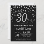 Surprise 30th Birthday Black and Silver Diamond Invitation<br><div class="desc">Surprise 30th Birthday Invitation with Black and Silver Glitter Diamond Background. Silver Confetti. Adult Birthday. Male Men or Women Birthday. For further customisation,  please click the "Customise it" button and use our design tool to modify this template.</div>