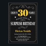 Surprise 30th Birthday Black and Yellow Chalkboard Invitation<br><div class="desc">Surprise 30th Birthday Invitation Black and Yellow Typography. Chalkboard. Black and White Background. Adult Birthday. Male Men or Women Birthday. Kids Boy or Girl Lady Teen Teenage Bday Invite. 13th 15th 16th 18th 20th 21st 30th 40th 50th 60th 70th 80th 90th 100th. Any Age. For further customisation, please click the...</div>