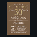Surprise 30th Birthday Brown and Gold Glitter Invitation<br><div class="desc">Surprise 30th Birthday Invitation with Brown and Gold Glitter Background. Adult Birthday. Men or Women Bday Invite. Any age. For further customisation,  please click the "Customise it" button and use our design tool to modify this template.</div>