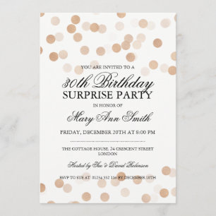 Surprise 30th Birthday Copper Foil Glitter Lights Invitation