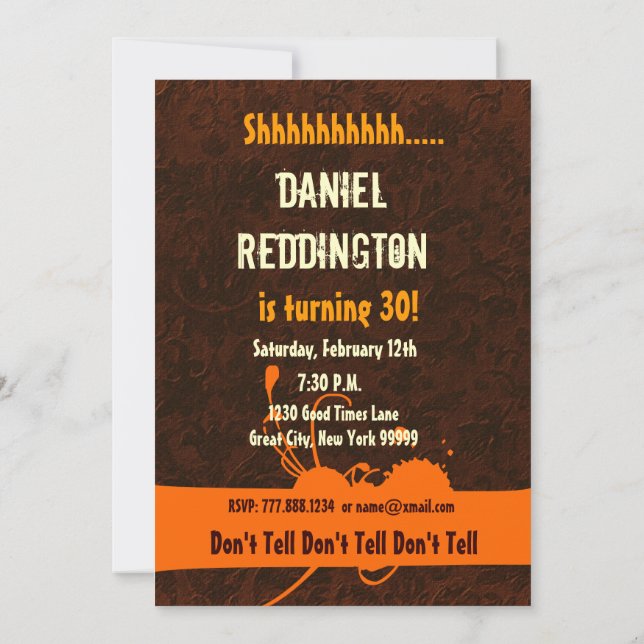 SURPRISE 30th Birthday Grunge Paint Drip C732AB Invitation (Back)