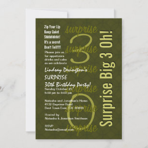 SURPRISE 30th Birthday Hues of Green W144 Invitation