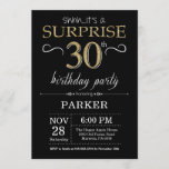 Surprise 30th Birthday Invitation Black and Gold<br><div class="desc">Surprise 30th Birthday Invitation with Black and Gold Glitter Background. Chalkboard. Adult Birthday. Men or Women Bday Invite. Any age. For further customisation,  please click the "Customise it" button and use our design tool to modify this template.</div>