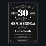 Surprise 30th Birthday Invitation Chalkboard<br><div class="desc">Surprise 30th Birthday Invitation Chalkboard. Black and White Background. Adult Birthday. Male Men or Women Birthday. Kids Boy or Girl Lady Teen Teenage Bday Invite. 13th 15th 16th 18th 20th 21st 30th 40th 50th 60th 70th 80th 90th 100th. Any Age. For further customisation, please click the "Customise it" button and...</div>