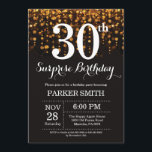 Surprise 30th Birthday Invitation Gold Glitter<br><div class="desc">Surprise 30th Birthday Invitation with Gold String Lights with Gold Glitter Background. Gold Birthday. Adult Birthday. Men or Women Bday Invite. 13th 15th 16th 18th 20th 21st 30th 40th 50th 60th 70th 80th 90th 100th, Any age. For further customisation, please click the "Customise it" button and use our design tool...</div>