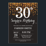 Surprise 30th Birthday Invitation Gold Glitter<br><div class="desc">Surprise 30th Birthday Invitation with Gold String Lights with Gold Glitter Background. Gold Birthday. Adult Birthday. Men or Women Bday Invite. 13th 15th 16th 18th 20th 21st 30th 40th 50th 60th 70th 80th 90th 100th, Any age. For further customisation, please click the "Customise it" button and use our design tool...</div>