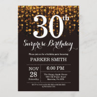 Surprise 30th Birthday Invitation Gold Glitter