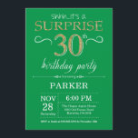 Surprise 30th Birthday Invitation Green and Gold<br><div class="desc">Surprise 30th Birthday Invitation with Green and Gold Glitter Background. Adult Birthday. Men or Women Bday Invite. Any age. For further customisation,  please click the "Customise it" button and use our design tool to modify this template.</div>