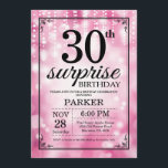 Surprise 30th Birthday Invitation Pink Glitter<br><div class="desc">Surprise 30th Birthday Invitation with Pink String Lights with Pink Glitter Background. Pink Birthday. Adult Birthday. Men or Women Bday Invite. 13th 15th 16th 18th 20th 21st 30th 40th 50th 60th 70th 80th 90th 100th, Any age. For further customisation, please click the "Customise it" button and use our design tool...</div>