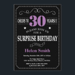 Surprise 30th Birthday Invitation Purple and Black<br><div class="desc">Surprise 30th Birthday Invitation Purple and Black Typography. Chalkboard. Black and White Background. Adult Birthday. Male Men or Women Birthday. Kids Boy or Girl Lady Teen Teenage Bday Invite. 13th 15th 16th 18th 20th 21st 30th 40th 50th 60th 70th 80th 90th 100th. Any Age. For further customisation, please click the...</div>