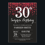 Surprise 30th Birthday Invitation Red Glitter<br><div class="desc">Surprise 30th Birthday Invitation with Red String Lights with Red Glitter Background. Red Birthday. Adult Birthday. Men or Women Bday Invite. 13th 15th 16th 18th 20th 21st 30th 40th 50th 60th 70th 80th 90th 100th, Any age. For further customisation, please click the "Customise it" button and use our design tool...</div>