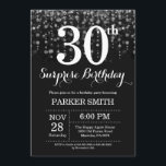 Surprise 30th Birthday Invitation Silver Glitter<br><div class="desc">Surprise 30th Birthday Invitation with Silver String Lights with Silver Glitter Background. Silver Birthday. Adult Birthday. Men or Women Bday Invite. 13th 15th 16th 18th 20th 21st 30th 40th 50th 60th 70th 80th 90th 100th, Any age. For further customisation, please click the "Customise it" button and use our design tool...</div>