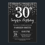 Surprise 30th Birthday Invitation Silver Glitter<br><div class="desc">Surprise 30th Birthday Invitation with Silver String Lights with Silver Glitter Background. Silver Birthday. Adult Birthday. Men or Women Bday Invite. 13th 15th 16th 18th 20th 21st 30th 40th 50th 60th 70th 80th 90th 100th, Any age. For further customisation, please click the "Customise it" button and use our design tool...</div>