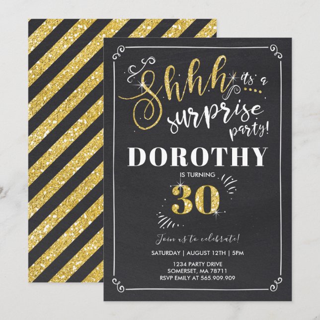 Surprise 30th Birthday Invitation Vintage Surprise (Front/Back)