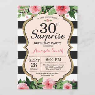 Surprise 30th Birthday Invitation Women Floral