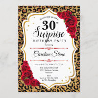 Surprise 30th Birthday - Leopard Gold White Red