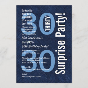 SURPRISE 30th Birthday Modern Royal Blue R601 Invitation