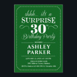 Surprise 30th Birthday Party - Green White Invitation<br><div class="desc">Surprise 30th Birthday Party Invitation.
Simple classy design in green and white. Surprise bday celebration for man or woman. Can be customised into any age!</div>