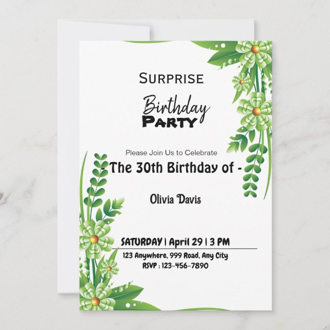 Surprise 30th Birthday Party Invitation (Front)
