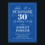 Surprise 30th Birthday Party - Navy White Invitation<br><div class="desc">Surprise 30th Birthday Party Invitation.
Simple classy design in navy and white. Surprise bday celebration for man or woman. Can be customised into any age!</div>