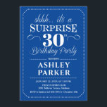 Surprise 30th Birthday Party - Navy White Invitation<br><div class="desc">Surprise 30th Birthday Party Invitation.
Simple classy design in navy and white. Surprise bday celebration for man or woman. Can be customised into any age!</div>