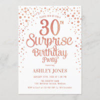 Surprise 30th Birthday Party - Rose Gold & White