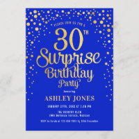 Surprise 30th Birthday Party - Royal Blue & Gold