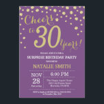 Surprise 30th Birthday Purple and Gold Diamond Invitation<br><div class="desc">Surprise 30th Birthday Invitation with Purple and Gold Glitter Diamond Background. Gold Confetti. Adult Birthday. Male Men or Women Birthday. For further customisation,  please click the "Customise it" button and use our design tool to modify this template.</div>