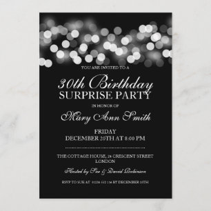 Surprise 30th Birthday Silver Hollywood Glam Invitation