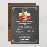 Surprise 30th birthday Thirsty 30 bar chalkboard Invitation<br><div class="desc">[Any Age. All text are editable]
Thirsty Thirty beer 30th birthday party invitation.
Get this fun design now!
Occasion: Man / adult birthday party
Theme: bar / happy hour celebration / bar crawl.
Style: retro bar / pub chalkboard.
Colours: Black,  red,  yellow,  white.
Graphics: chalkboard background,  beer.</div>