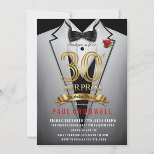 Surprise 30th Birthday Tuxedo Invitation
