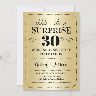 Surprise 30th Wedding Anniversary - Gold Black Invitation