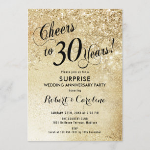 Surprise 30th Wedding Anniversary - Gold Invitation
