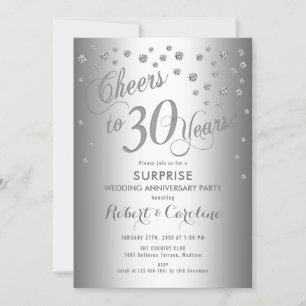 Surprise 30th Wedding Anniversary - Silver Invitation