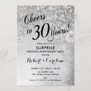 Surprise 30th Wedding Anniversary - Silver Invitation
