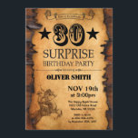 Surprise 30th Western Birthday Invitation<br><div class="desc">Surprise 30th Western Birthday Invitation. Cowboy Horse Wild West Theme Birthday Party. Rustic Wood Country Background. For further customisation,  please click the "Customise it" button and use our design tool to modify this template.</div>