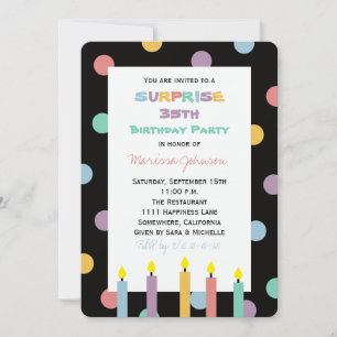 Surprise 35th Birthday Party Polka Dots Invitation