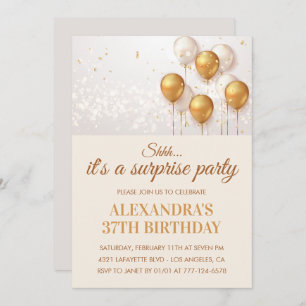 Surprise 37th birthday invitations Gold