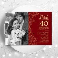 Surprise 40th Anniversary With Photo - Red Gold
