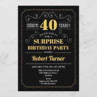 Surprise 40th Birthday - Black Gold