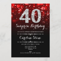 Surprise 40th Birthday - Black Red Silver