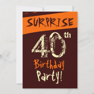SURPRISE 40th Birthday Chocolate Cream Orange Invitation