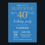 Surprise 40th Birthday Invitation Blue and Gold<br><div class="desc">Surprise 40th Birthday Invitation with Blue and Gold Glitter Background. Adult Birthday. Men or Women Bday Invite. Any age. For further customisation,  please click the "Customise it" button and use our design tool to modify this template.</div>