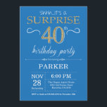 Surprise 40th Birthday Invitation Blue and Gold<br><div class="desc">Surprise 40th Birthday Invitation with Blue and Gold Glitter Background. Adult Birthday. Men or Women Bday Invite. Any age. For further customisation,  please click the "Customise it" button and use our design tool to modify this template.</div>
